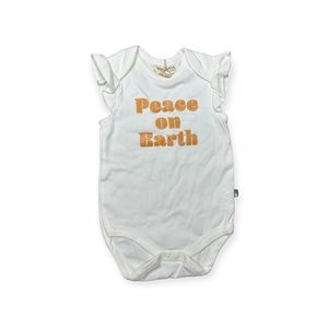 NWT Rabbit And Bear Organic Peace On Earth Holiday Baby Bodysuit 6-9 Months